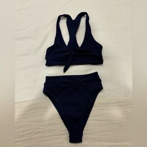 L Space Ribbed Bikini Set in Midnight Blue Size XS